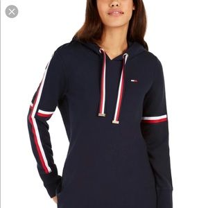 Tommy Hilfiger Striped-Trim Logo Hoodie